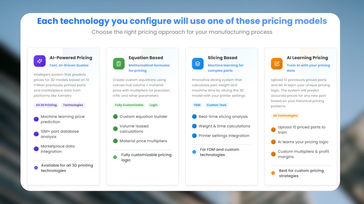 SeekMake's tweet photo. Many tools offer instant quotes.
But instant doesn’t mean flexible.

SeekMake gives you 4 different pricing methods so you price your way, not theirs.

More control. More margin. More scale.
👉 Create your free account on https://t.co/3K6NZ6EJ9o

#3DPrinting #PrintFarm https://t.co/IQWFxA8Vuo