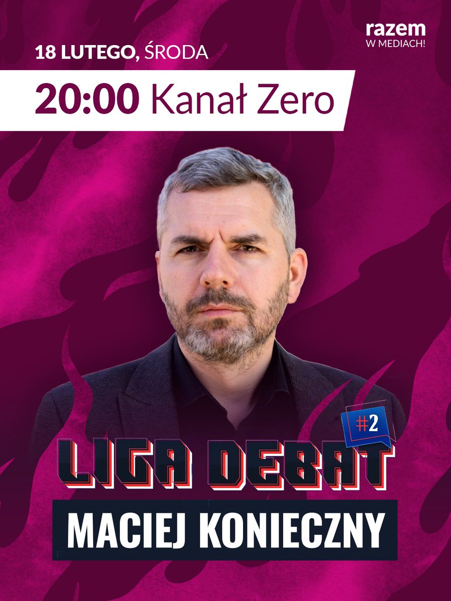 🔥Już jutro o 20 druga debata z serii Ligi Debat na kanale Zero. Powodzenia <a href="/_mkonieczny/">Maciej Konieczny</a>!