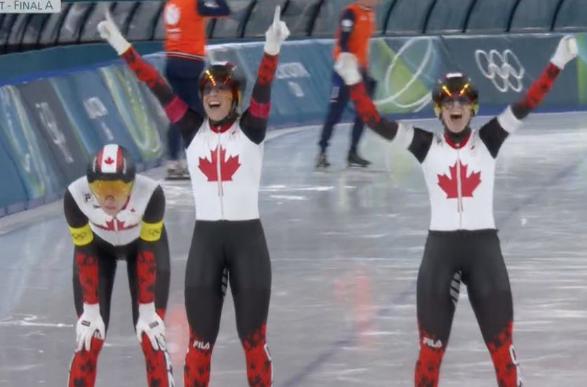 GOLD FOR CANADA 🇨🇦 

EVERYTHING IS HAPPENING 

THE CANADIAN WOMEN SPEED SKATERS DEFEND OLYMPIC GOLD

VAL MALTAIS, IVANIE BLONDIN, ISABELLE WEIDEMANN HAVE DONE IT AGAIN