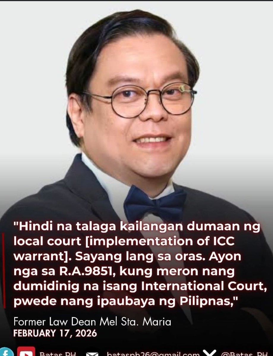 Lawyer Mel Sta.Maria's comments is the most stupid I have ever read. To think he was ex Dean of FEU. Anong klaseng lawyer ito when he made this statement. He is embarrassment to the intelligence of Filipino lawyers if he will just let any Filipinos be tried by any foreign courts
