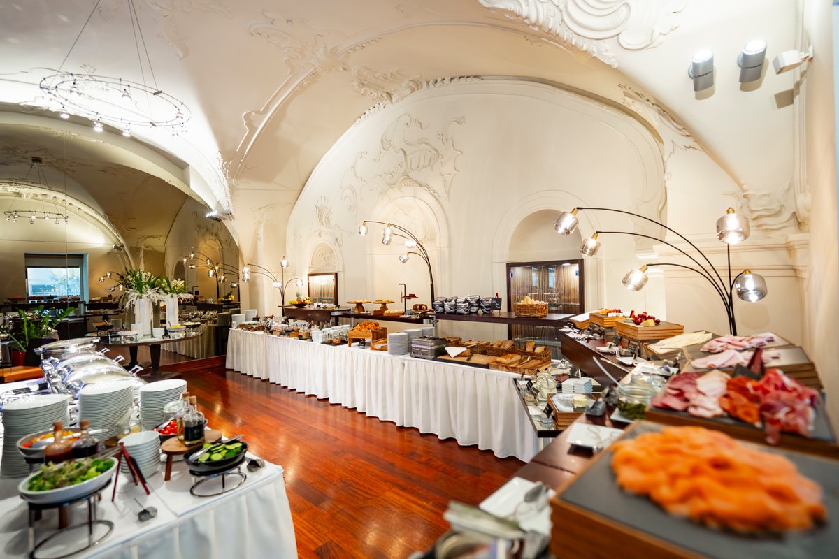 thegrandmark's tweet photo. A plentiful breakfast buffet ready for you under the Baroque vaults, every morning in the Grand Mark. https://t.co/O64rJuz7Ho