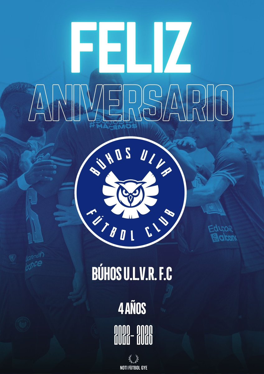 🦉🔵 ¡Feliz 4.º aniversario a <a href="/BuhosULVR_ec/">Búhos ULVR</a>! 🔵🦉

Cuatro años de esfuerzo, crecimiento y orgullo institucional.

¡A seguir volando alto! 🎉🎊💙