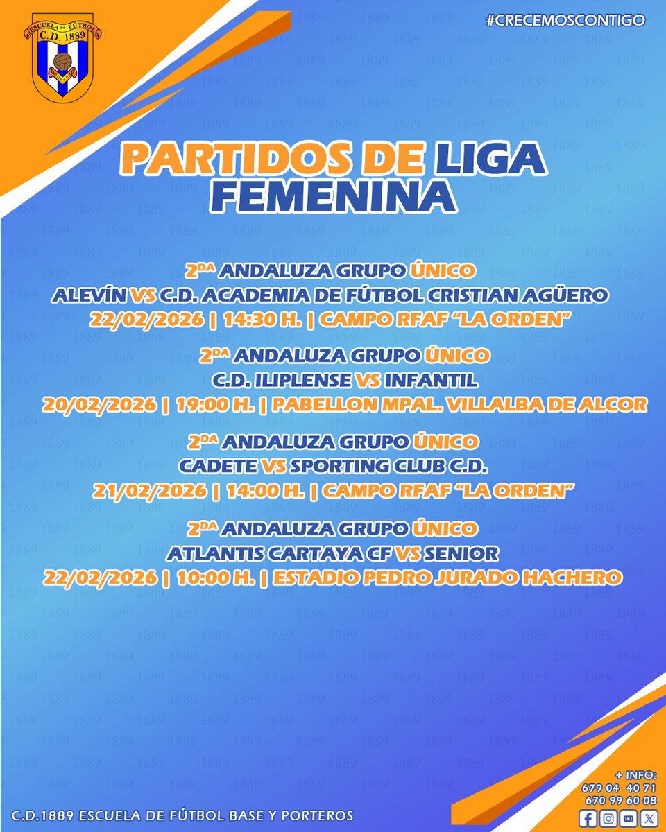 cd1889's tweet image. PARTIDOS DE LIGA | Nuestras chicas ya tienen horario para su jornada de #PartidosOficiales. ⚽🔝

#Vamos89 🔵⚪️🔵

#Somos1889 #FutbolBase #crecemoscontigo
#FormandoEnValores