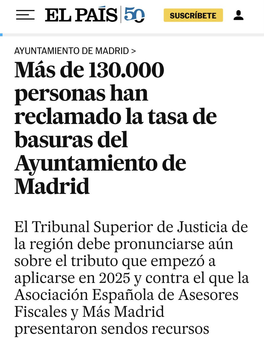 En algunos barrios de Madrid pagas más de 200€ de tasa de basuras. En Rivas, con décadas de buena gestión, pagan 55€. La diferencia no es la basura, es quién gobierna.

300M recauda Almeida. No tiene en cuenta tu renta, si reciclas o no, ni la saturación turística de tu barrio.