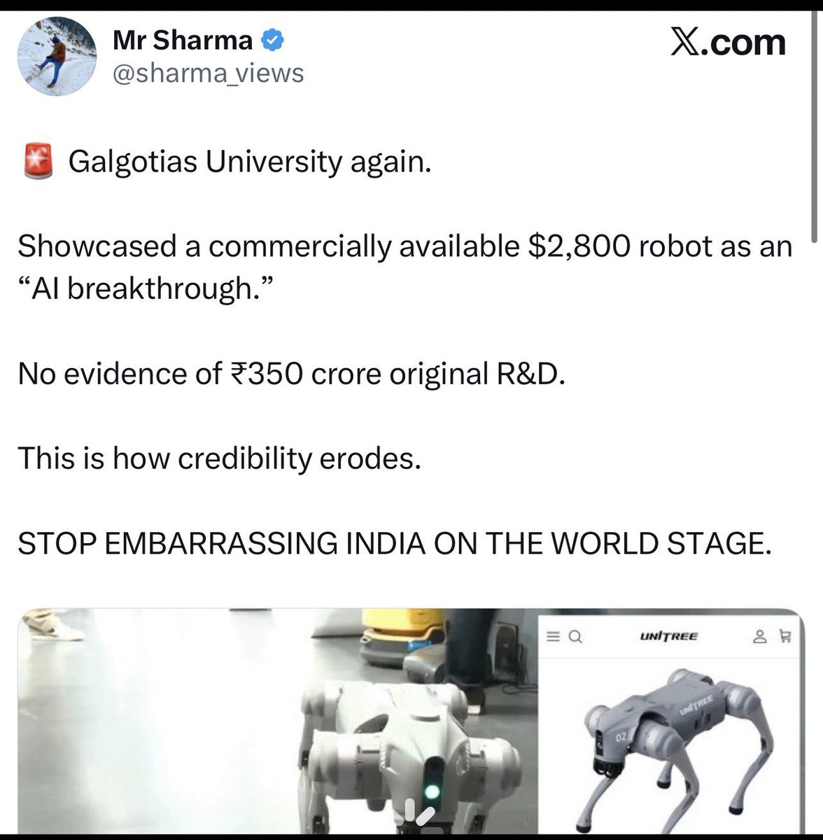 TrulyMonica's tweet photo. Galgotias is not alone. Many private universities are taking the government for a ride by presenting farzi research. They get NAAC A++ rating but are completely third-class. 

Very poor commentary on state of our R&amp;D https://t.co/Bkk7one5Zf