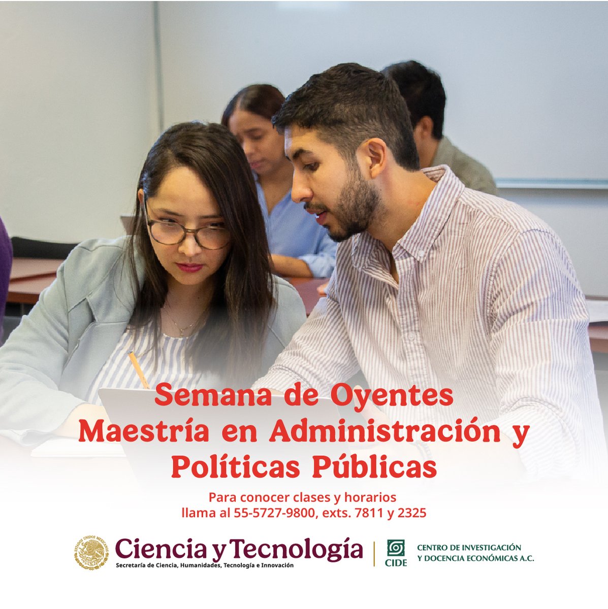 📌 ¿Te interesa formar parte del CIDE? Ven a conocernos en la Semana de oyentes.

ℹ️ Para mayor información sobre la Semana de Oyentes de la Maestría en Administración y Políticas Públicas, comunícate al teléfono: 5557279800 exts. 7811 y 2325
#deCIDEte