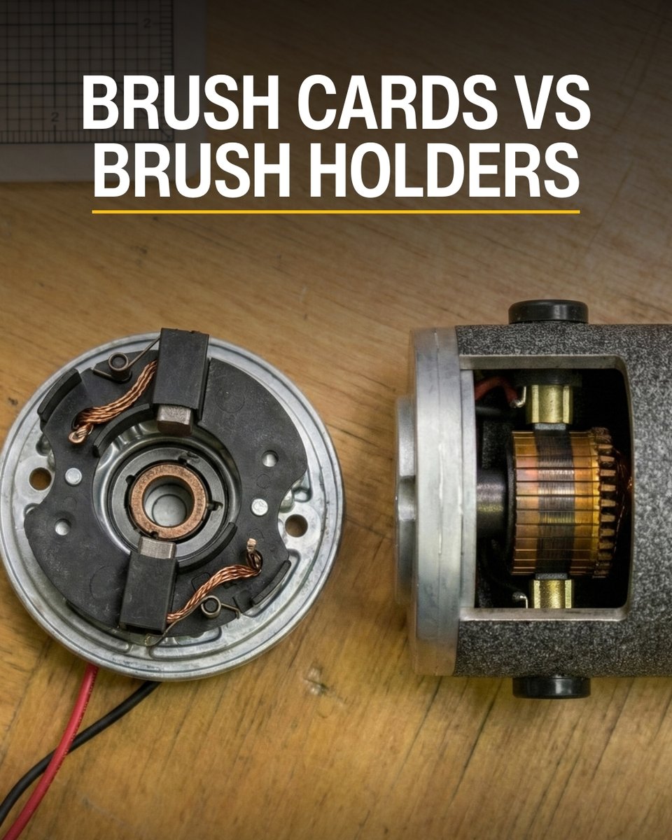 Brush Cards vs. Brush Holders

Both do the same job, but the difference comes down to service and environment.

Brush holders = easier replacement, better for dry applications.
Brush cards = more protection, better for demanding environments.

Learn more: groschopp.com/when-to-use-a-…