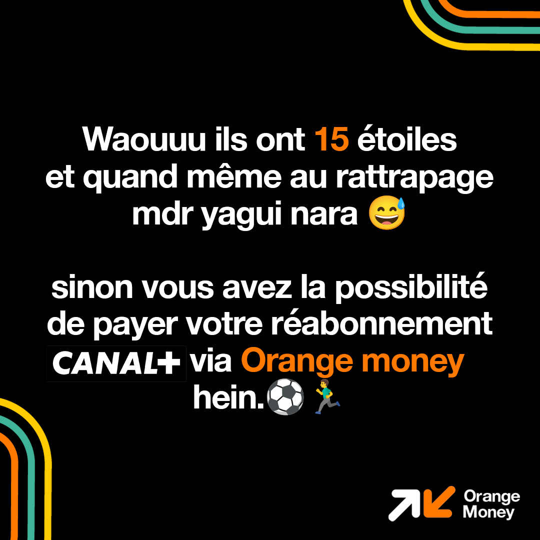 La maison blanche joue ce soir !
Tu es prêt pour le match ? 😎
👉 Paye ton réabonnement via Orange Money
Dis-nous en commentaire ton pronostic pour ce choc 👇
#OrangeMoney #Canal #OrangeEstlà