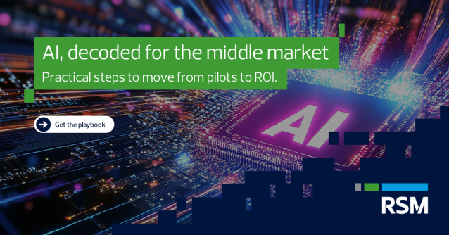 MrERP's tweet photo. AI is changing how middle market organizations run, grow and protect the business. RSM’s Middle Market AI Playbook gives leaders a practical roadmap to move from experimentation to measurable impact. Explore the playbook. https://t.co/OCEs85kNLh https://t.co/iesIsguffr