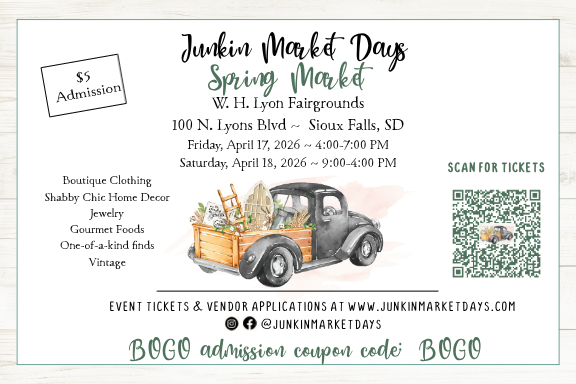 🛍️ Get ready for two days of shopping, creativity, and one‑of‑a‑kind finds at Junkin Market Days Spring Market! 
📅 April 17–18, 2026
✨ What You’ll Find: Shabby‑chic home décor, handmade jewelry &amp; boutique clothing, antiques &amp; MORE
🎨 Plus: Fun Make &amp; Take crafting experiences!