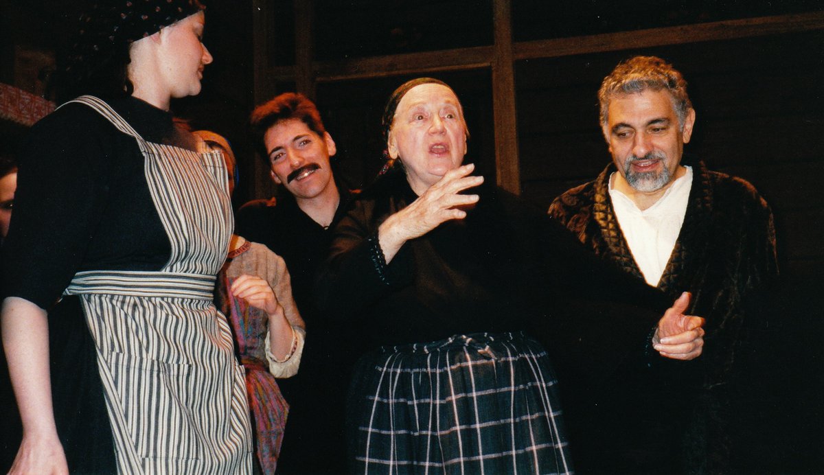 TBTBTheater's tweet photo. MANY MOONS AGO! Long before Nicholas Viselli became TBTB’s Artistic Director, he donned a mustache in “Vassa.” It was his first play with TBTB, and look at him now! #NicholasViselli #ArtisticDirector #TBTB
Image description: Kerrie McKeon (Anisya-a maid), Nicholas Viselli (Semyon-Vassa’s son), Virginia A. Forst (Dunechka-a distant relative), and George Ashiotis (Prokhor-Vassa’s brother-in-law). All dressed in 19th-century Eastern European clothing.