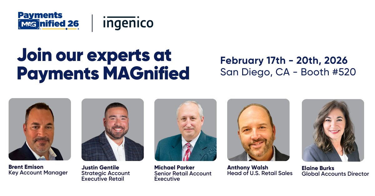 IngenicoNA's tweet image. #PaymentsMAGnified 26 starts now. 
Meet our #Ingenico experts at booth 520 and discover how #AXIUM can help streamline operations, reduce fraud, and elevate the customer experience. 

Let’s connect!

 #MovingCommerceForward #MAG2026 #AdvancingPaymentsTogether