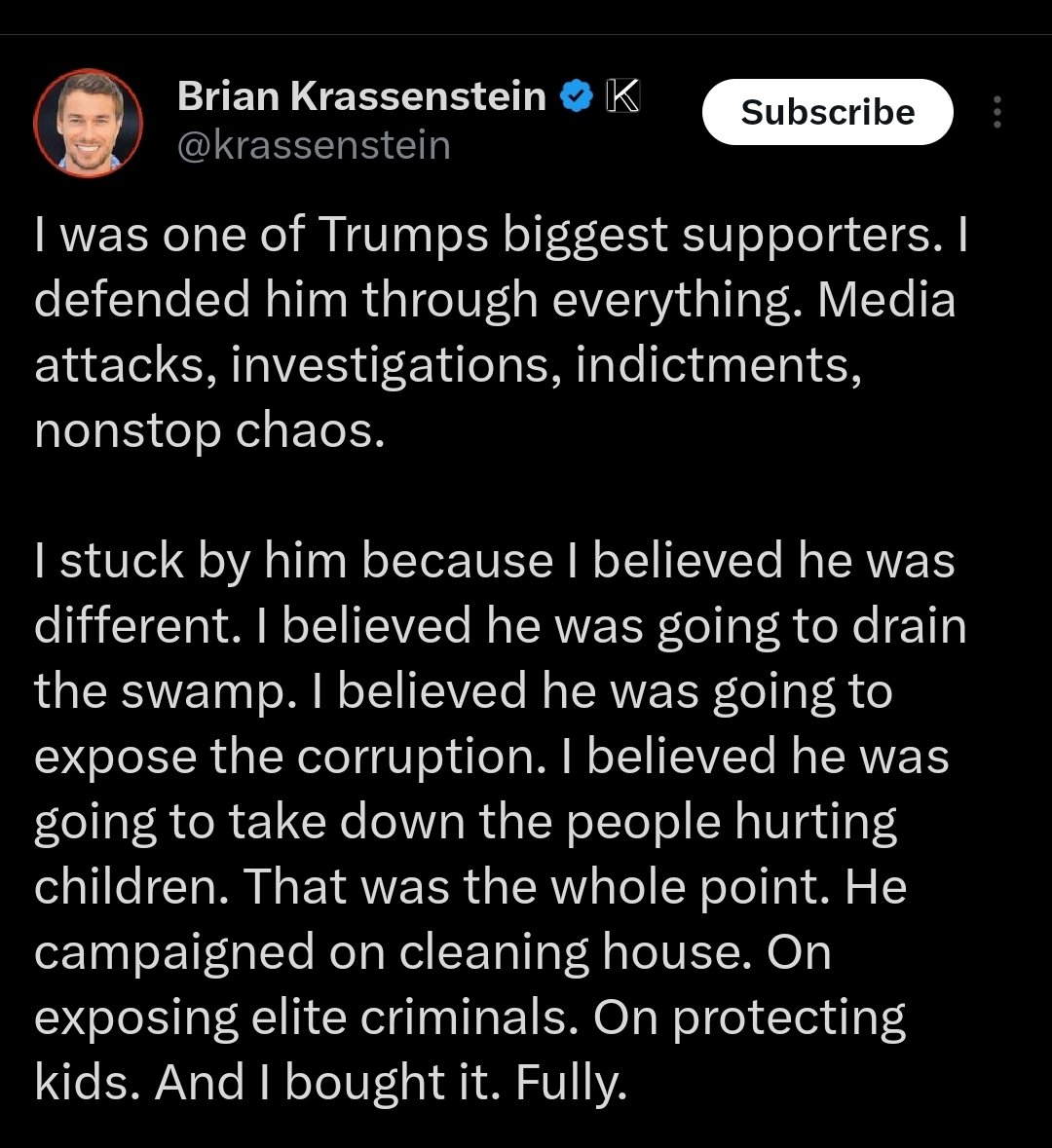 How many leftists have infected our movement pretending to be maga supporters and writing these posts? Clearly, Brian Krassentein forgot to log into whatever fake account he has to write this post. 

I don't know about y'all, but I dont have a false account. Nor have I ever