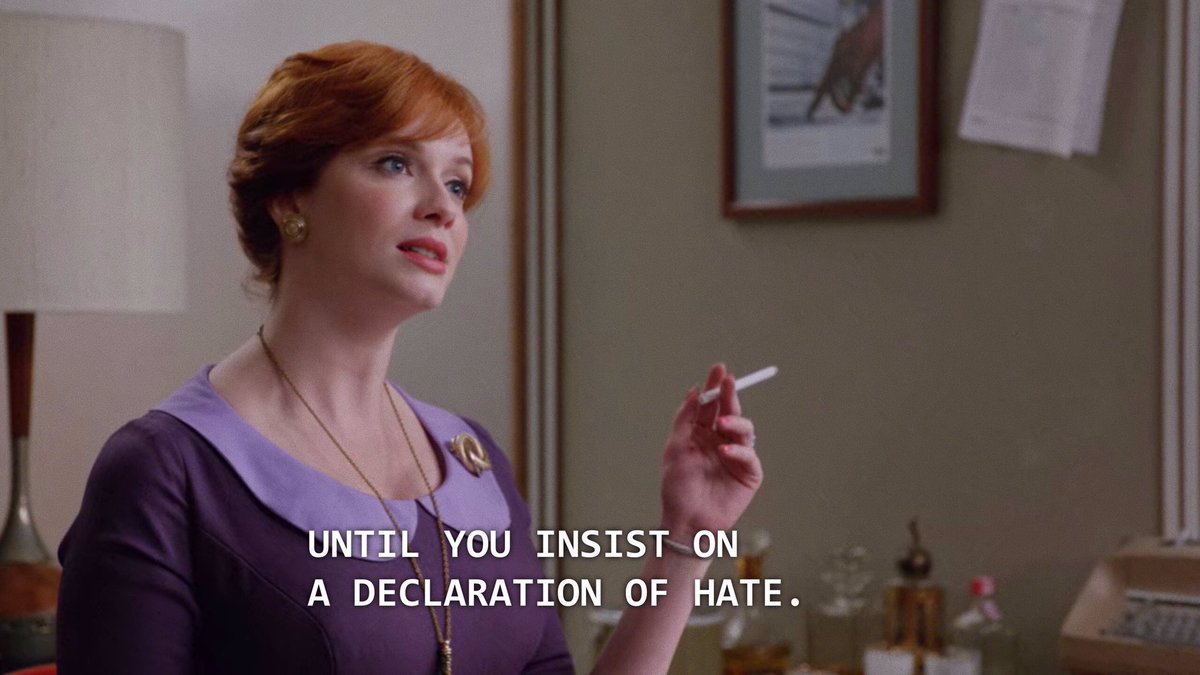 Ghosting, explained by Joan Holloway, 1960s. 

“At the Codfish Ball” 
(Season 5, Episode 7)