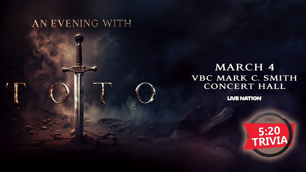 @PaulTMix969 has tickets to see @Totoband, coming to the VBC on March 4 - listen for #520Trivia to win!