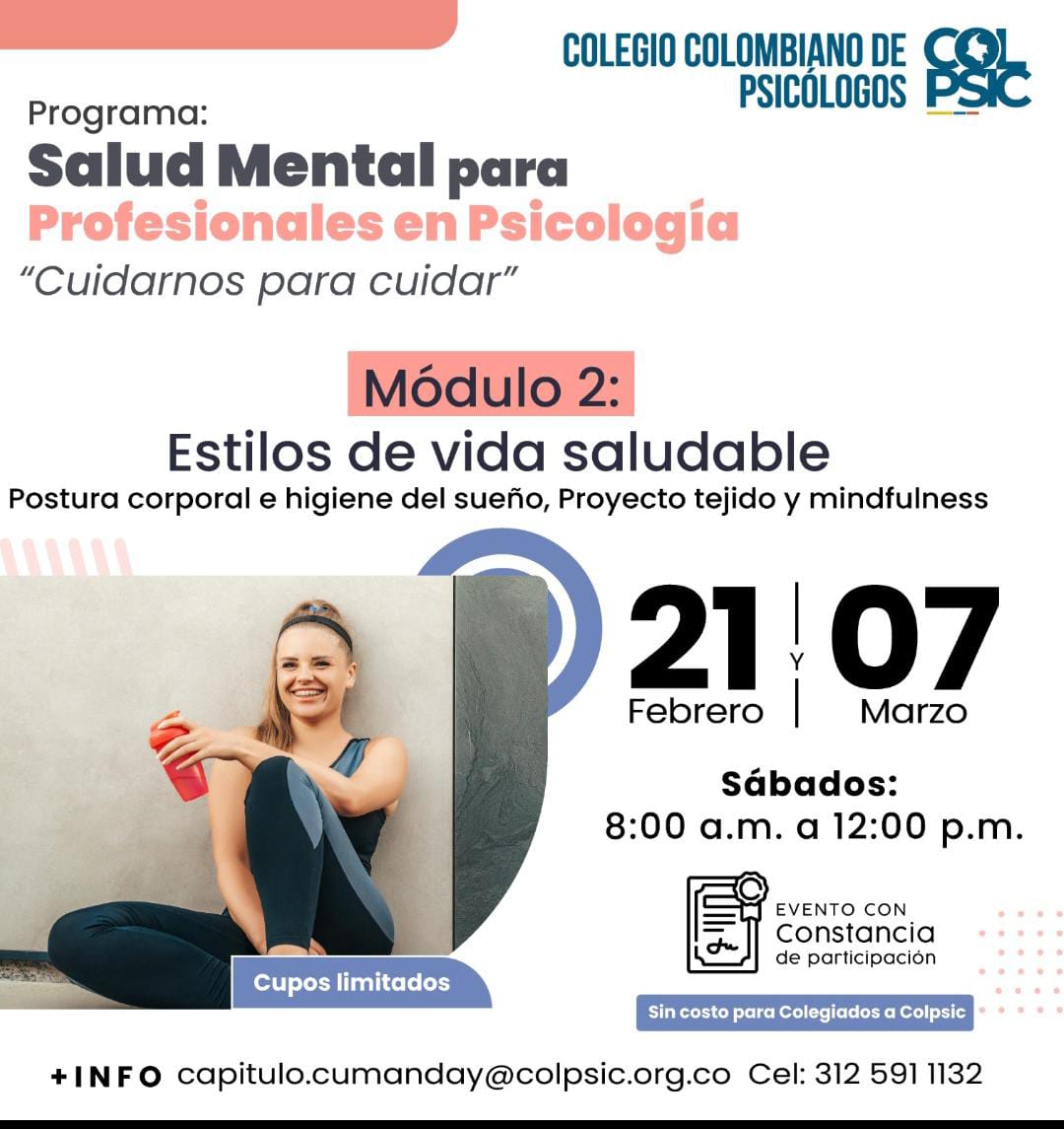 capitulocaldas's tweet photo. ✨ ¡Continuamos con el Programa de Salud Mental para Profesionales en Psicología!

Te invitamos a participar en el Módulo 2, un espacio presencial de autocuidado, bienestar y fortalecimiento personal dirigido a profesionales en psicología.

🎯 Gratuito para colegiados activos. https://t.co/STXTujqPQm