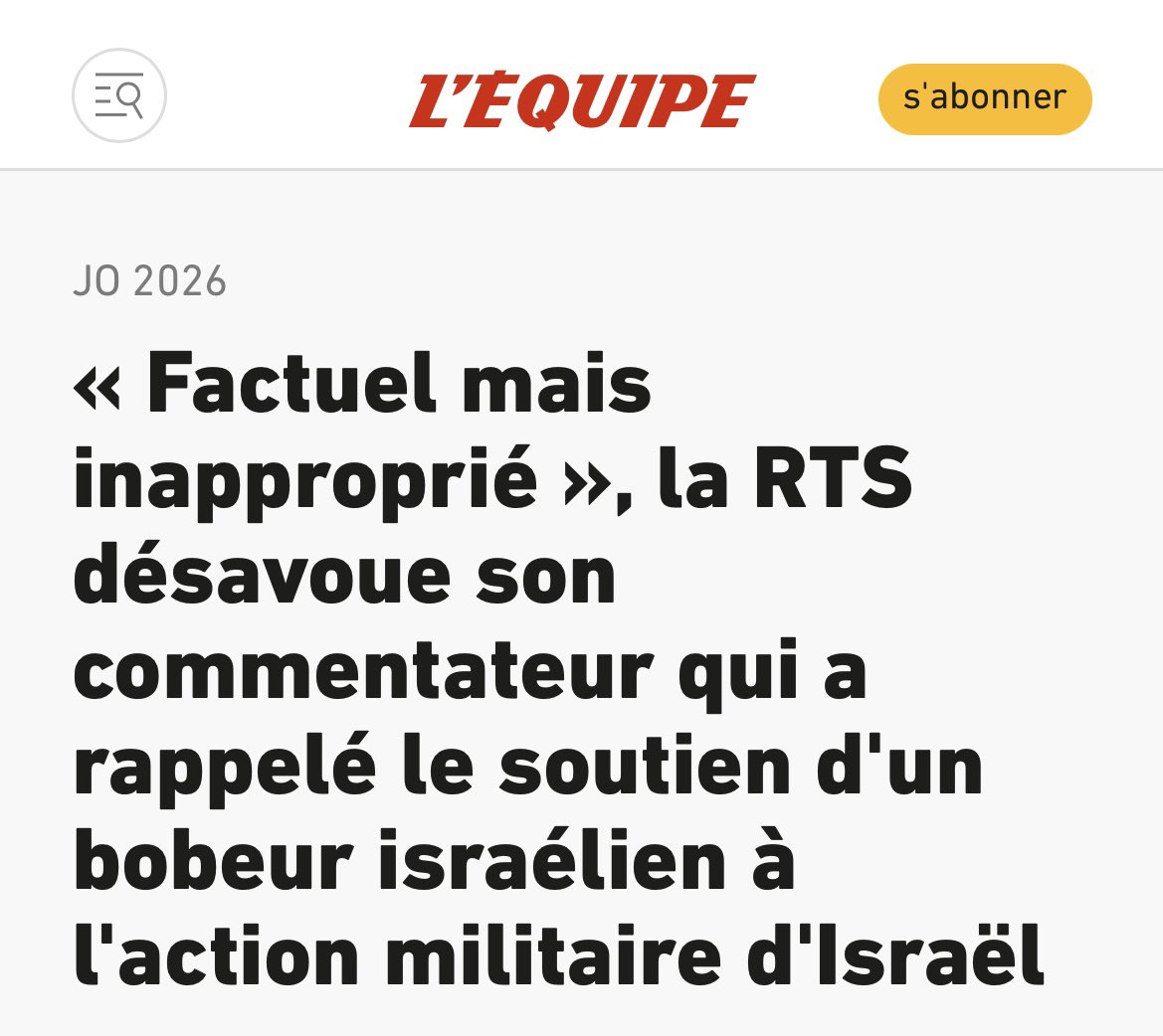 Bonjour <a href="/RadioTeleSuisse/">RTS</a>,
Si les propos de votre journaliste Stefan Renna sont factuels, alors ils sont appropriés. Le monde du sport a besoin de davantage de journalistes comme lui, qui pointent du doigt le deux poids, deux mesures du CIO et de la FIFA…lesquels nuisent à la