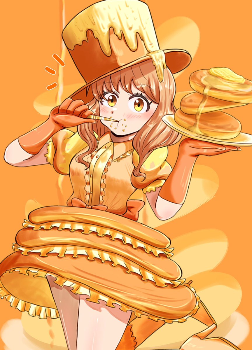 【創作】パンケーキちゃん（仮名）
#創作　#イラスト