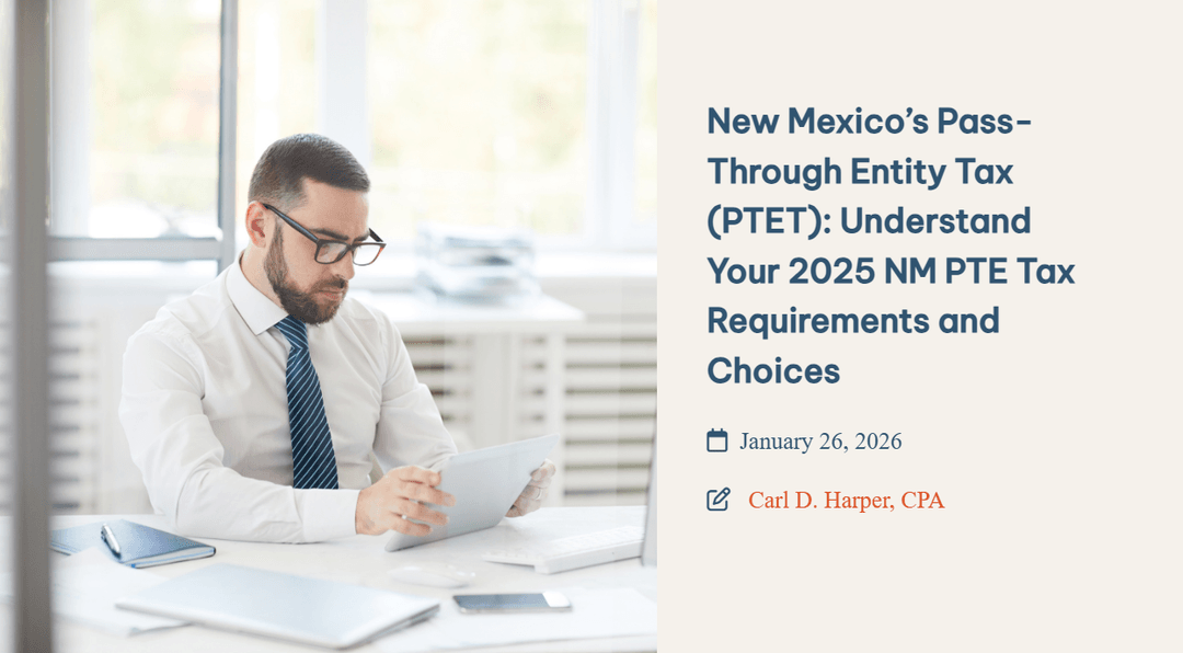 SteveCoganCPA's tweet photo. 💵 New Mexico businesses, are you leaving money on the table with your 2025 New Mexico state tax strategy?

Read the timing considerations and strategic questions to be asking before the filing deadline: https://t.co/6g0ZHNOd4G https://t.co/ipHYphWEIe