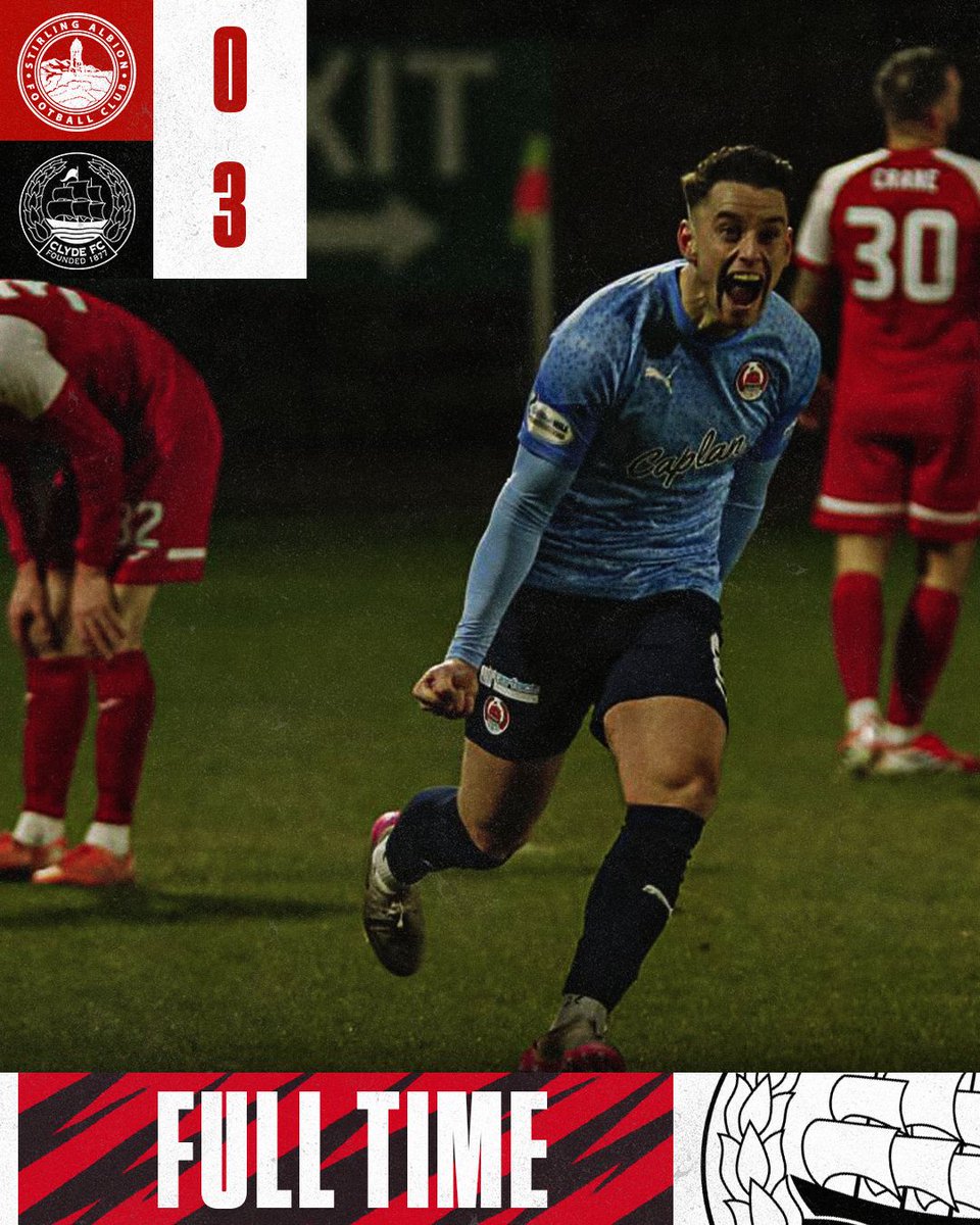 FULL TIME | Stirling Albion 0-3 Clyde

We seem to enjoy ourselves through here, don't we 🤭