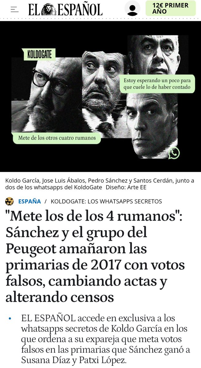 🇪🇦 ESPAÑA.

🔴🗞 "Mete los de los 4 rumanos": Sánchez y el grupo del Peugeot amañaron las primarias de 2017 con votos falsos, cambiando actas y alterando censos.

🔴✒️ Han amañado las primarias del PSOE 🥀, por tanto, son capaces de amañar cualquier tipo de elección.

‼️Sánchez