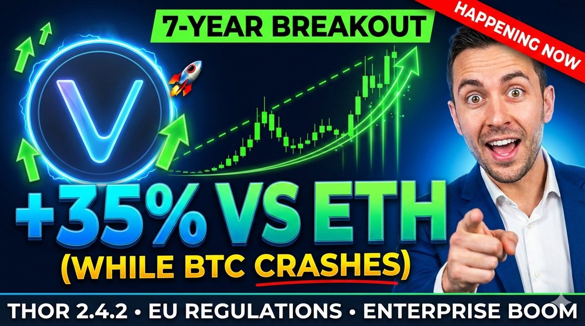 🚨 VeChain $VET just printed bullish engulfing candles on the 2018 monthly trendline

The $0.008 support is HOLDING

VET is outperforming $ETH by 35%+

And nobody is talking about what just happened with the EU Digital Product Passport 👇🧵
youtu.be/tZR7MO8UPgY