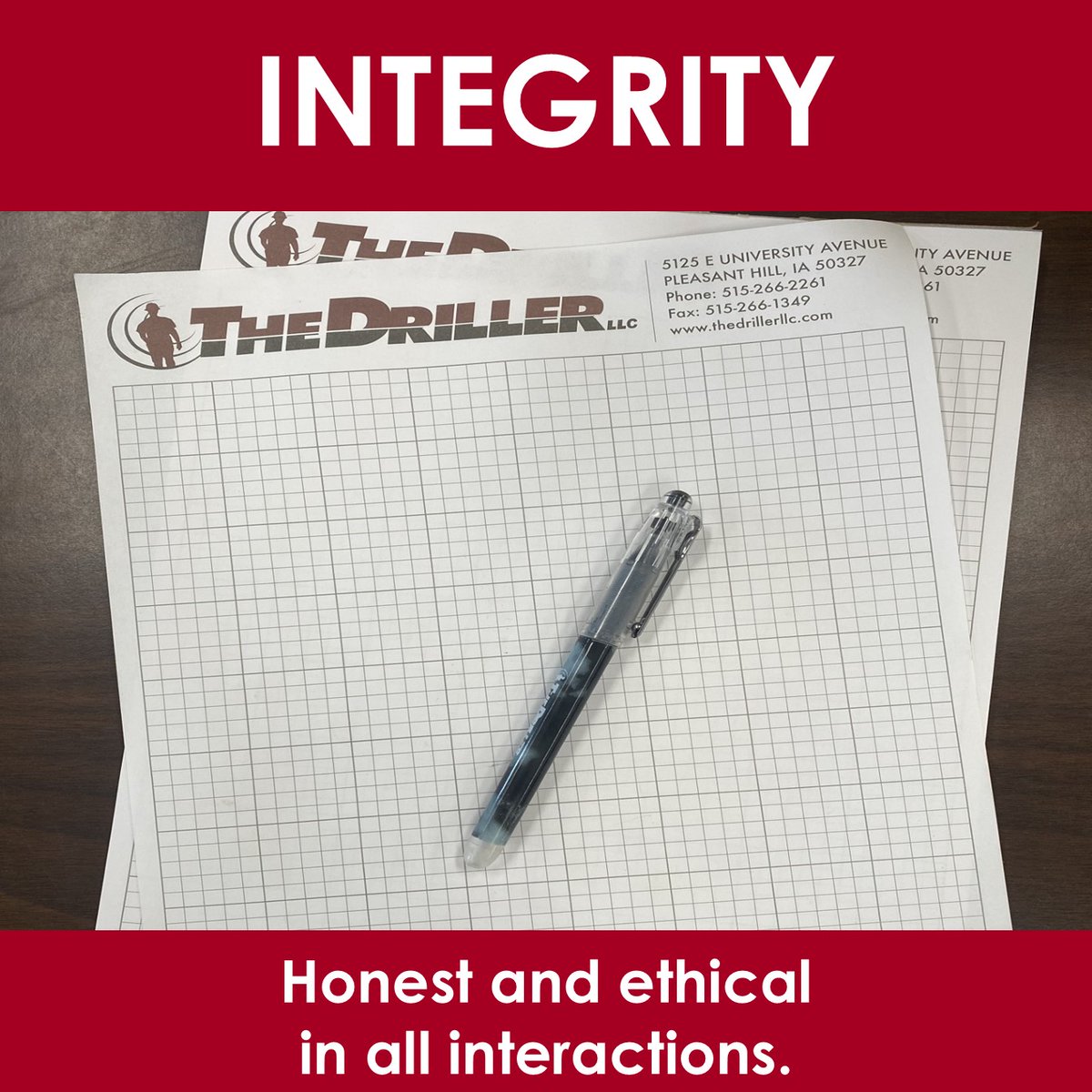 DrillerLlc's tweet photo. Start with integrity. Finish with integrity. #ProjectLifeCycle #CoreValue #Integrity https://t.co/YuYAhE8AFU