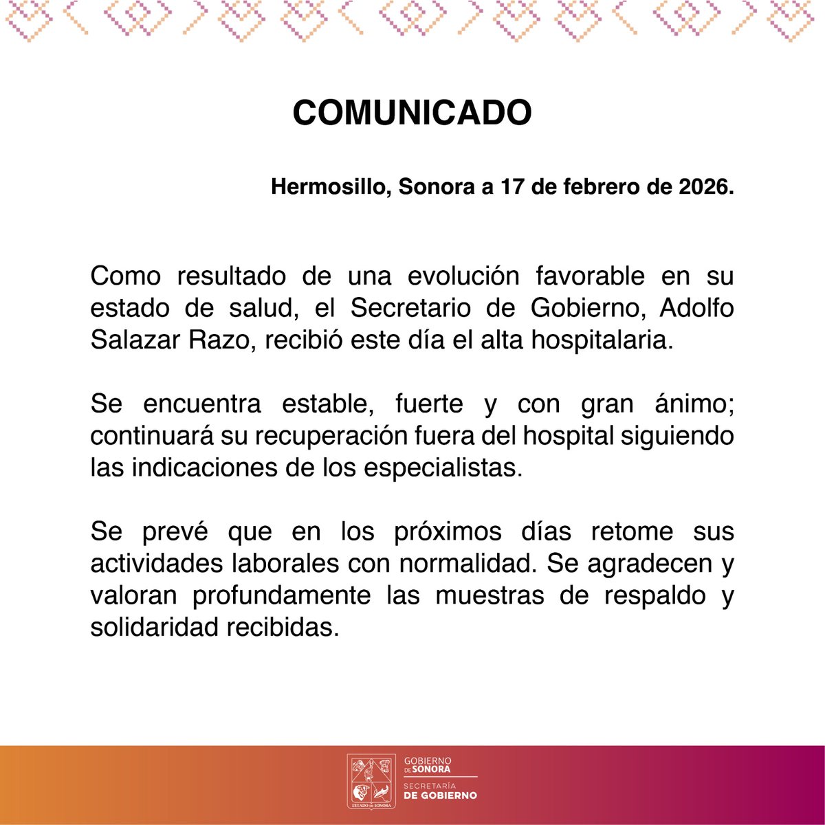 Secretaría de Gobierno del Estado de Sonora tweet media