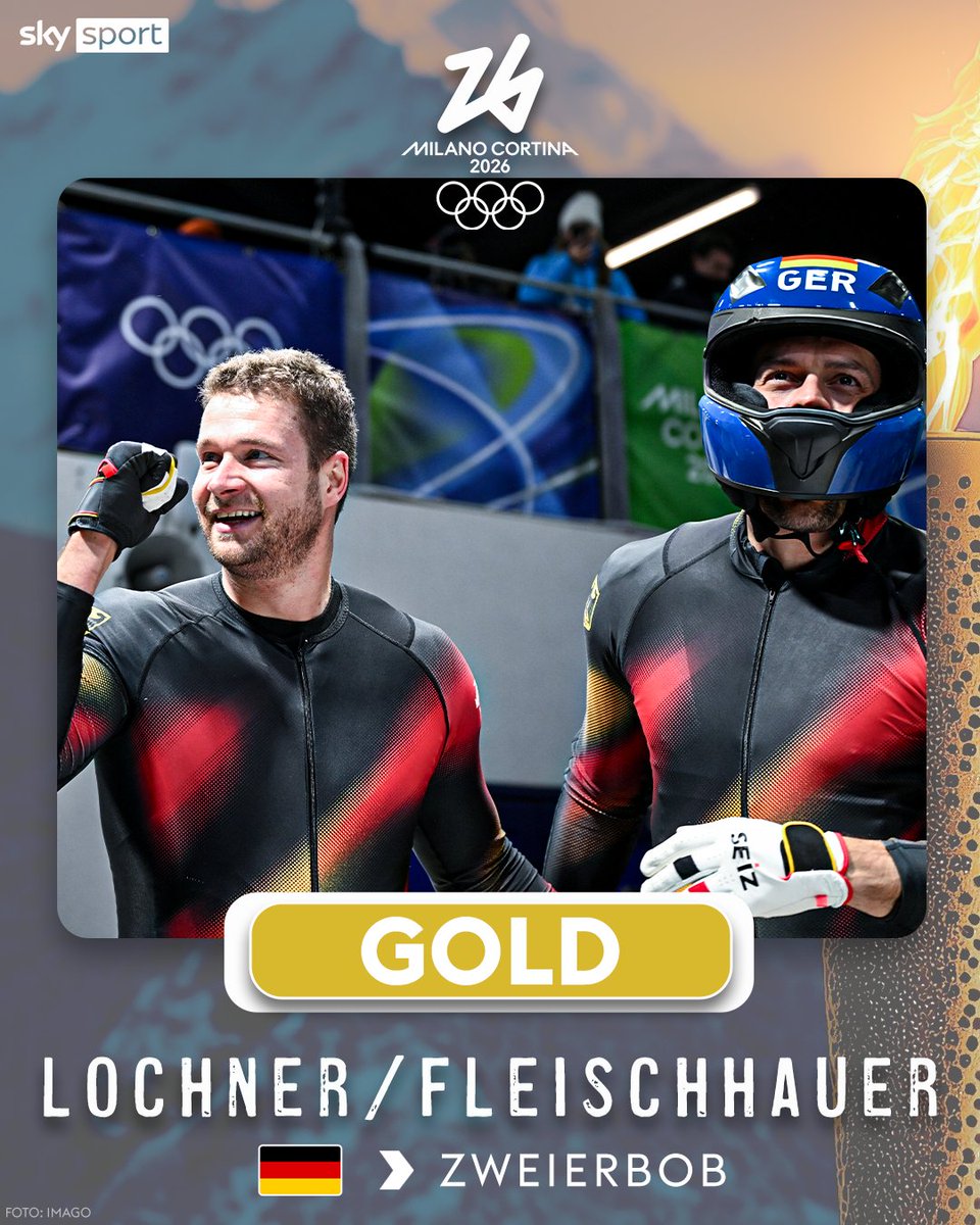 SkySportDE's tweet image. GOLD, SILBER &amp;amp; BRONZE! 🥇🥈🥉 Deutschland ist im Zweierbob einfach unschlagbar. Lochner &amp;amp; Fleischhauer feiern den Olympiasieg, Friedrich &amp;amp; Schüller werden Zweiter, Ammour &amp;amp; Schaller schnappen sich Platz 3. 

#SkySport #MilanoCortina2026 #Olympia