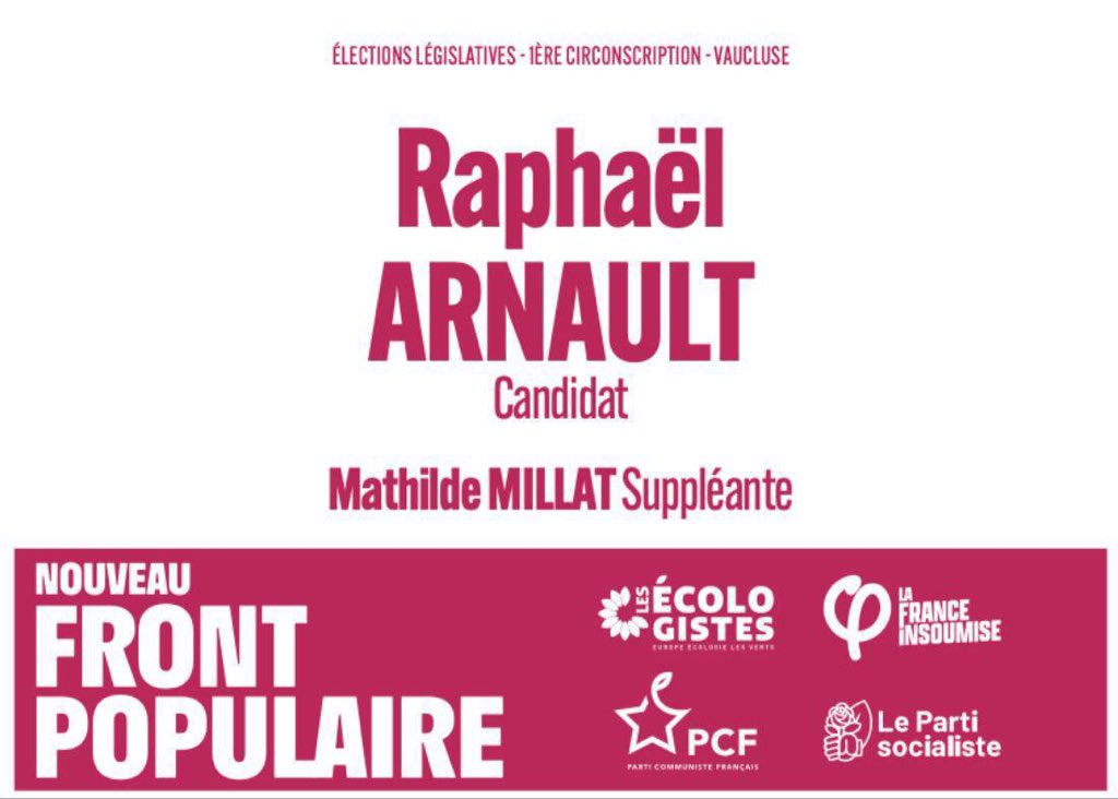 N'oubliez pas : Raphaël Arnault n'était pas que le candidat de LFI. Il était aussi le candidat du PS, des Verts et du PCF.