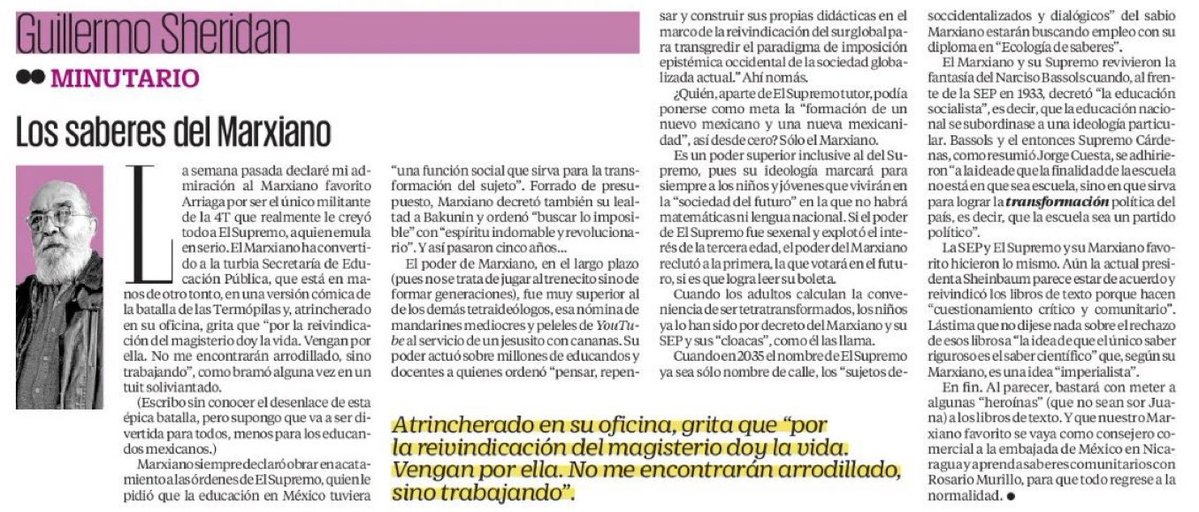 Escribí sobre los “saberes” (los del Marxiano) que seguirán educando a las próximas generaciones en la ciencia dialéctica de ignorar las matemáticas y el español, idioma imperialista: