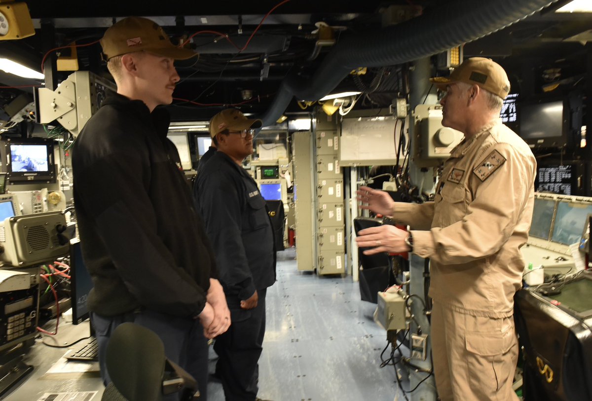 csg_two's tweet photo. Keep it up Carney! ⚓️ 

Rear Adm. Dusty Rhodes, commander, Carrier Strike Group Two, visited USS Carney (DDG 64) and recognized the outstanding work of the Sailors! 

#CarrierStrikeGroupTwo https://t.co/nX4baa4beY