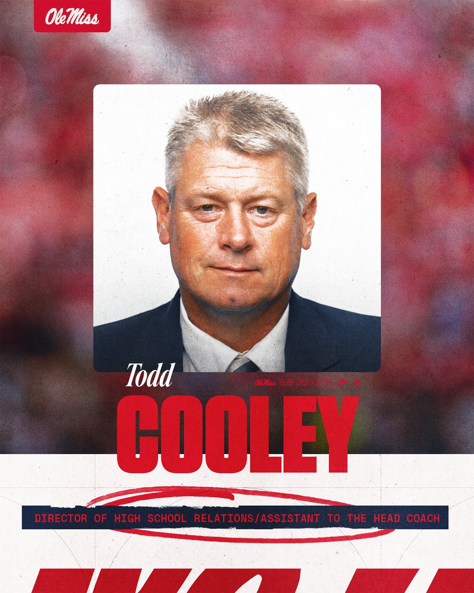 OleMissFB's tweet image. Welcome to Oxford @CoachToddCooley‼️

Ole Miss officially hires Todd Cooley as Director of High School Relations/Assistant to the Head Coach

#HottyToddy