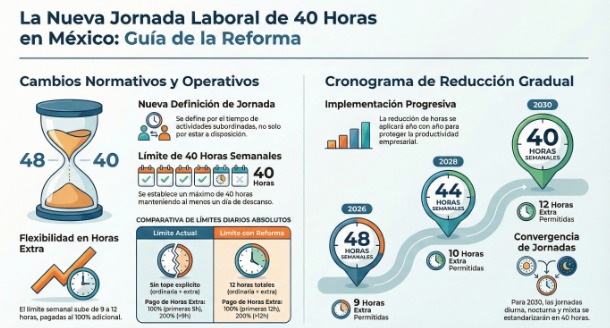 chinachambermx's tweet photo. México avanza hacia la jornada laboral de 40 horas.

Compartimos una guía clara sobre los cambios, su implementación gradual (2026–2030) y sus implicaciones para la operación y competitividad de las empresas.

#ComisiónLegal #ReformaLaboral #MexicoChina #40Horas https://t.co/nI5WClho2Z