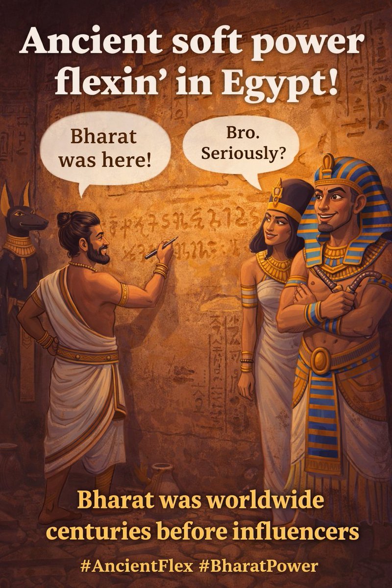 WOAShetty's tweet photo. Pharaohs built tombs; our ancestors built brand presence. Ancient Tamil scribble found in Valley of the Kings , proof Bharat was doing soft-power tours centuries before influencers. 🏺✍️😄 #AncientFlex #TamilBrahmi #BharatStrikesAgain https://t.co/bLShWFB5bq