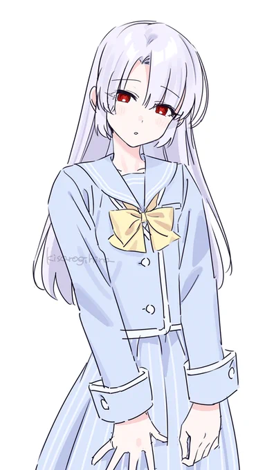 白ライン入りのノーカラージャケット。