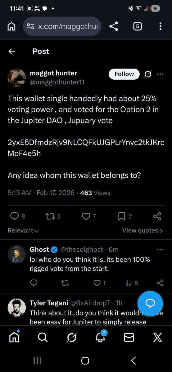 Voting is just a drama 

There is not going to be any Jupuary 100%

Because <a href="/weremeow/">meow</a> will not let this happen.

Their side wallets are voting for option 2 so they can actually cancel Jupuary.

Totally disgusting behavior by JupiterExchange 

sad to see 👎