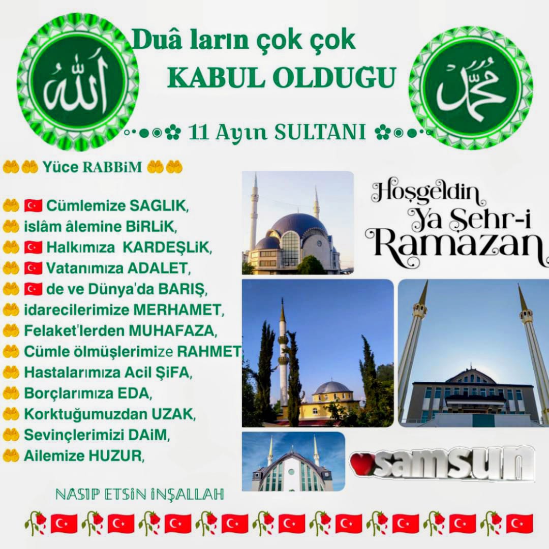 OzdalSirin's tweet photo. Rahmet &amp; Bereketi ile gelen gönülleri yumuşatan #Oruç ayına kavuştuk🤲
Bu ay 🇹🇷'de #Adelet ve #Liyakat öncelikli olmak üzerine sağlık içinde kardeşliğin paylaşmanın, affetmenin yakınlaşmanın ayı olsun inşallah,
#hoşgeldinramazan
#HayırlıRamazanlar
#Hayırlıİftarlar
#Atakum
#Samsun https://t.co/G6FsDSw5w7