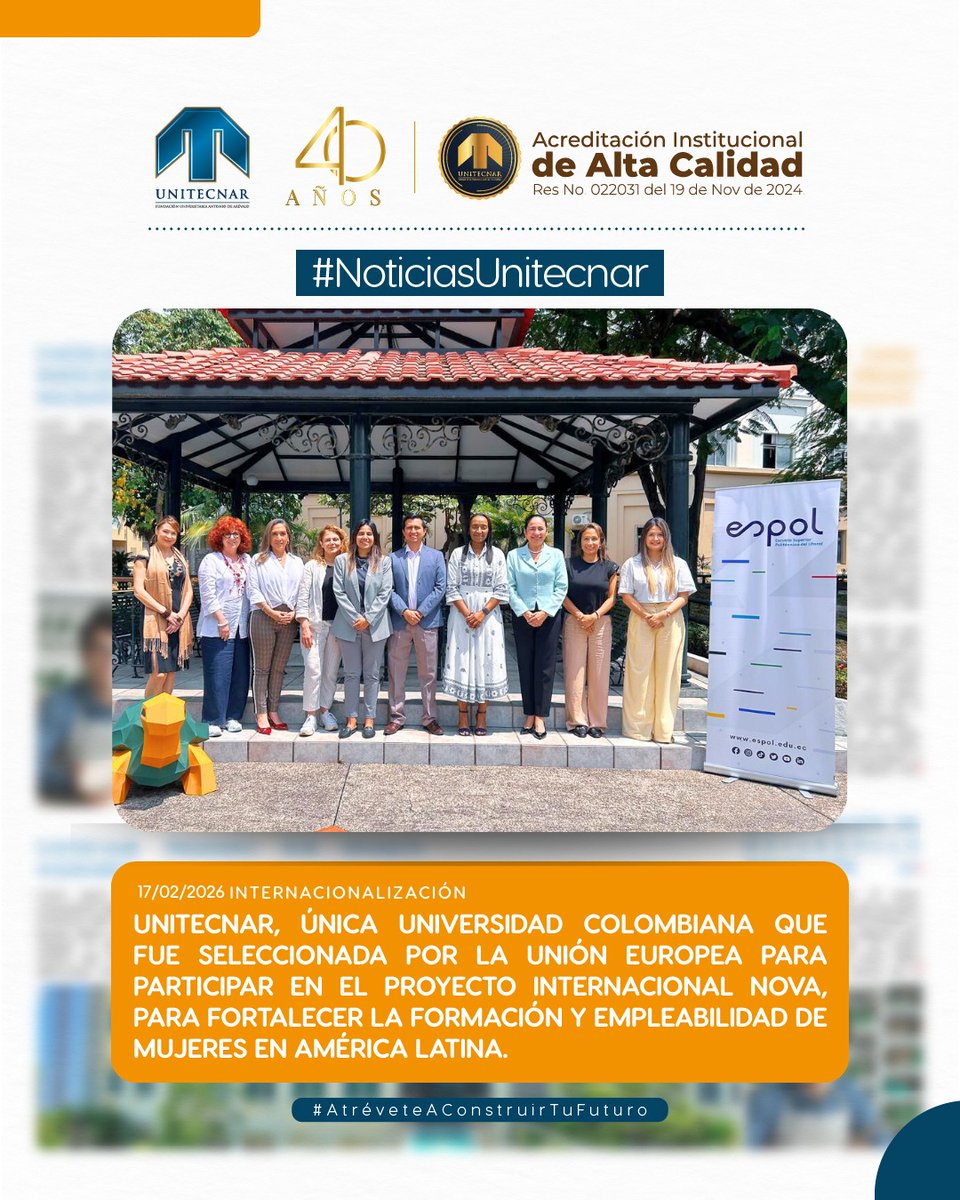 Unitecnareduco's tweet photo. ✨ UNITECNAR es la única universidad colombiana seleccionada por la Unión Europea para hacer parte del proyecto internacional NOVA: New Skills, New Opportunities. https://t.co/wglDSOqXd1