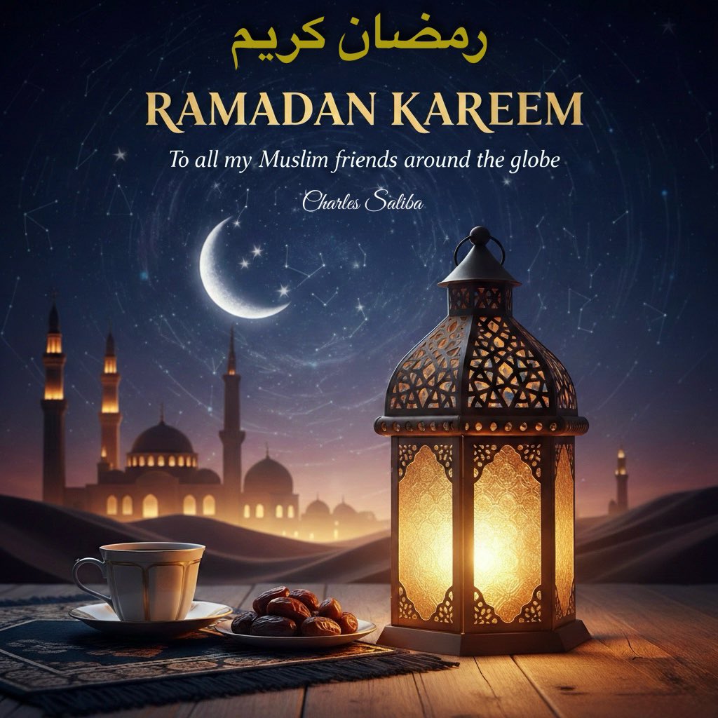 Ramadan Kareem to all my Muslim friends around the globe! 🌙✨

As the holy month begins, I am sending my warmest wishes to you and your loved ones. May this blessed bring you and your families love, peace, and prosperity.

رمضان كريم لكل أصدقائي المسلمين حول العالم! 🌙✨