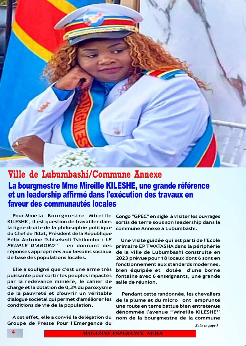 ItalaMushid's tweet photo. L'autorité morale des bourgmestres au Congo, l'excellence Mireille KILESHE SEKWE une fierté pour la nation congolaise 🙏 https://t.co/Bmlyii1d9z