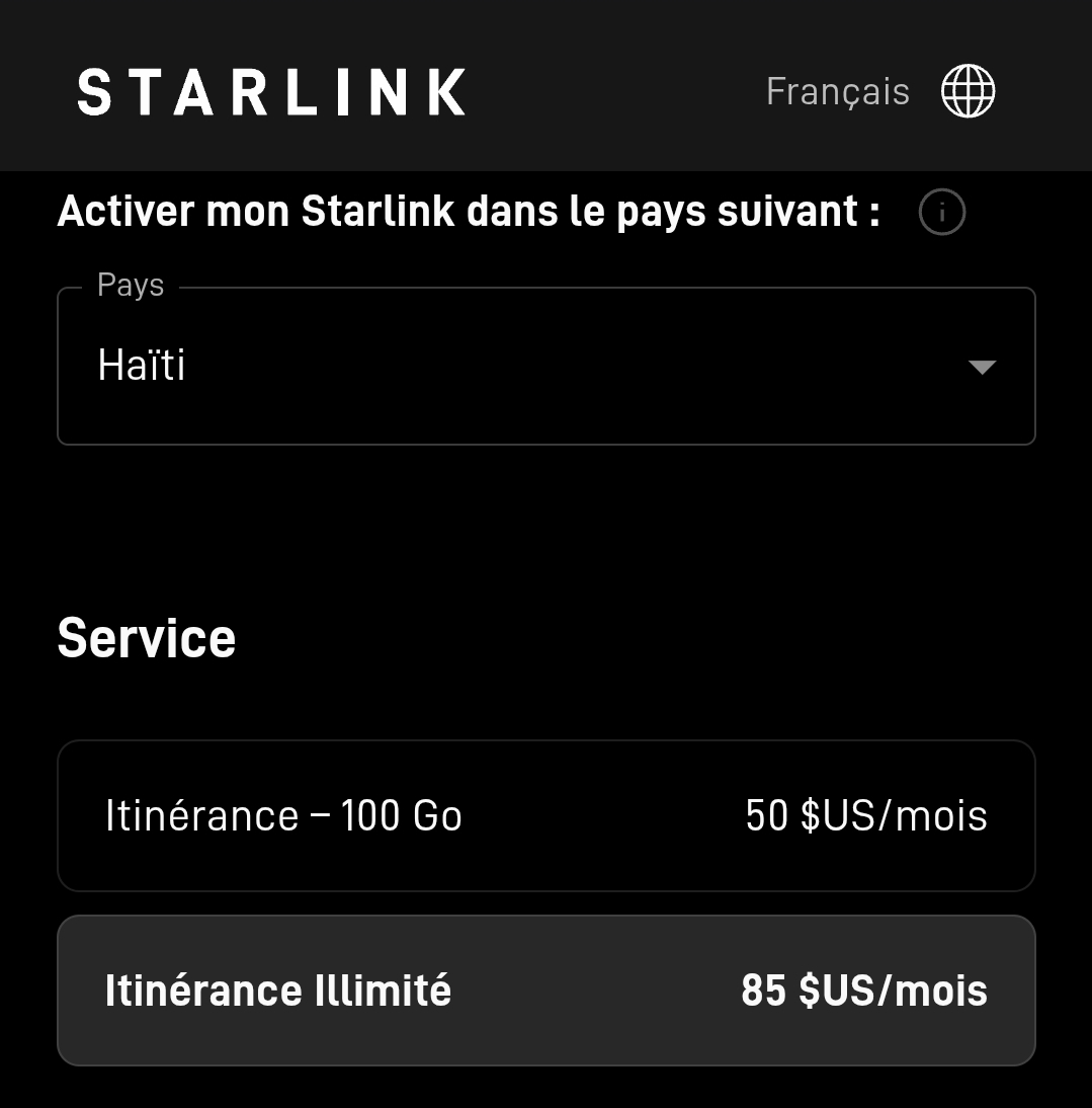 vpjeanclaudel's tweet photo. #STARLINK : Depi kèk mwa, konpayi Elon Musk la te genyen 2 plan itinerans sou Hayti. 

youn 50 dola (50 GB)
lòt la 85 dola (ilimite)

Anpil moun ki pa t konnen te chwazi itinerans 50 dola a pou mwens lajan epi san reflechi koche y ap peye $1 pou chak 1Gb adisyonèl

M rankontre yon mesye ki te gen dèt $1433 usd 😆 

Ebyen kounya, olye de 50Gb pou $50 dola kòm plan itinerans sou Hayti se 100Gb l ye chak mwa.