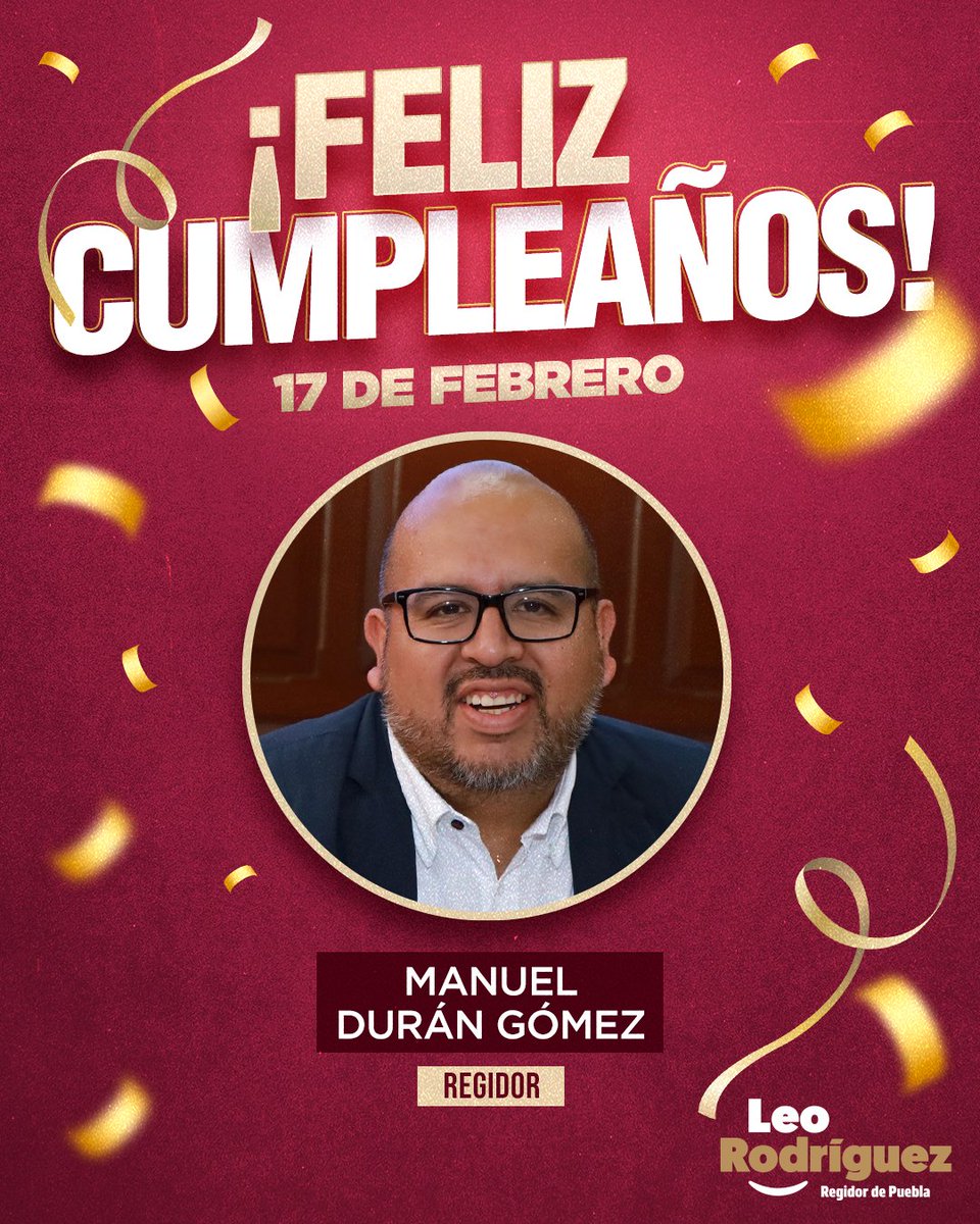 ¡Feliz cumpleaños, estimado compañero regidor <a href="/Manuel_DuranG/">Manuel Durán</a>! 🎉

Deseo que pases un día muy especial, rodeado del cariño de tu familia y seres queridos. Que este nuevo año de vida llegue con salud, alegría y grandes logros personales y profesionales.

Recibe un fuerte abrazo y