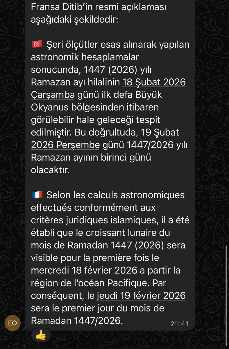 Date de début du ramadan le Jeudi 19 février insh’Allah