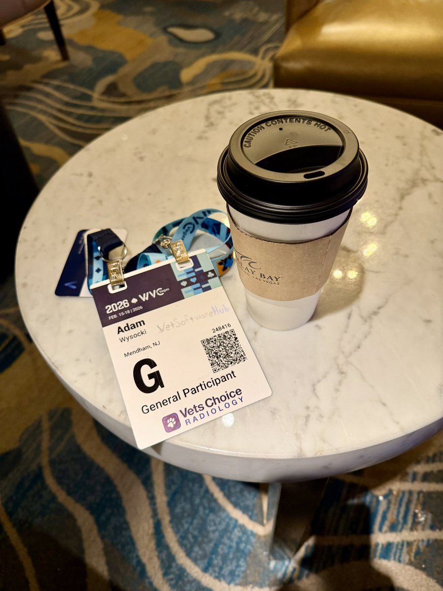 theadamwysocki's tweet photo. Badge out, coffee in. ☕️🎟️
Quick recharge at Hazel between laps of the WVC 2026 expo hall, a few founder chats on deck, then back into the chaos. If you see me roaming, say hi. 👋🐾
#wvc2026 #westernveterinaryconference #veterinaryconference #vetmed #vettech https://t.co/psp1FeLdN2