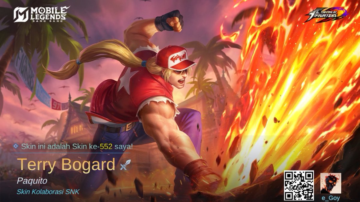 regiabdullah's tweet photo. Saya baru saja mendapatkan Skin baru Terry Bogard di Mobile Legends: Bang Bang! Ayo kita berhadapan melawan Player MOBA terbaik dunia bersama-sama! 
https://t.co/NV5ntRblxM https://t.co/eqrFCNFxVn