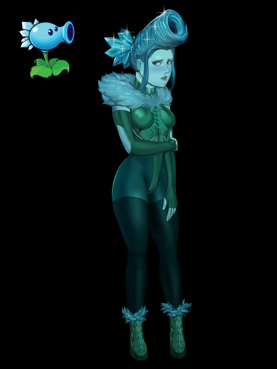 🌱🧊 Ice Peashooter Type — Uncanny Garden (Plants vs Zombies AU) #pvz 

Not a single character, but a common phenotypical archetype among IcePeashooter-class Ophytas