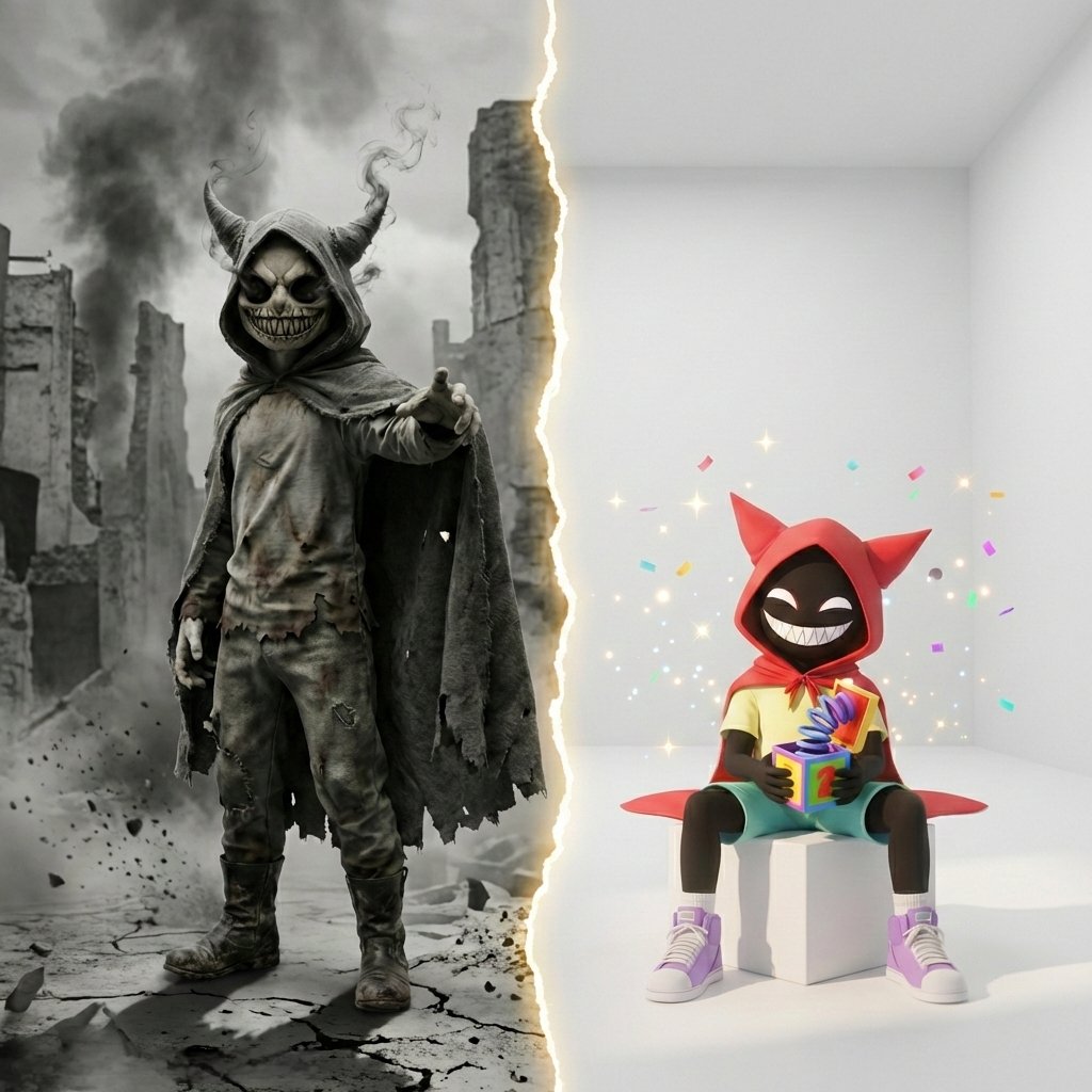 Destruction versus creation. Pallor or color. Void against trickster. 
How different are they really?
