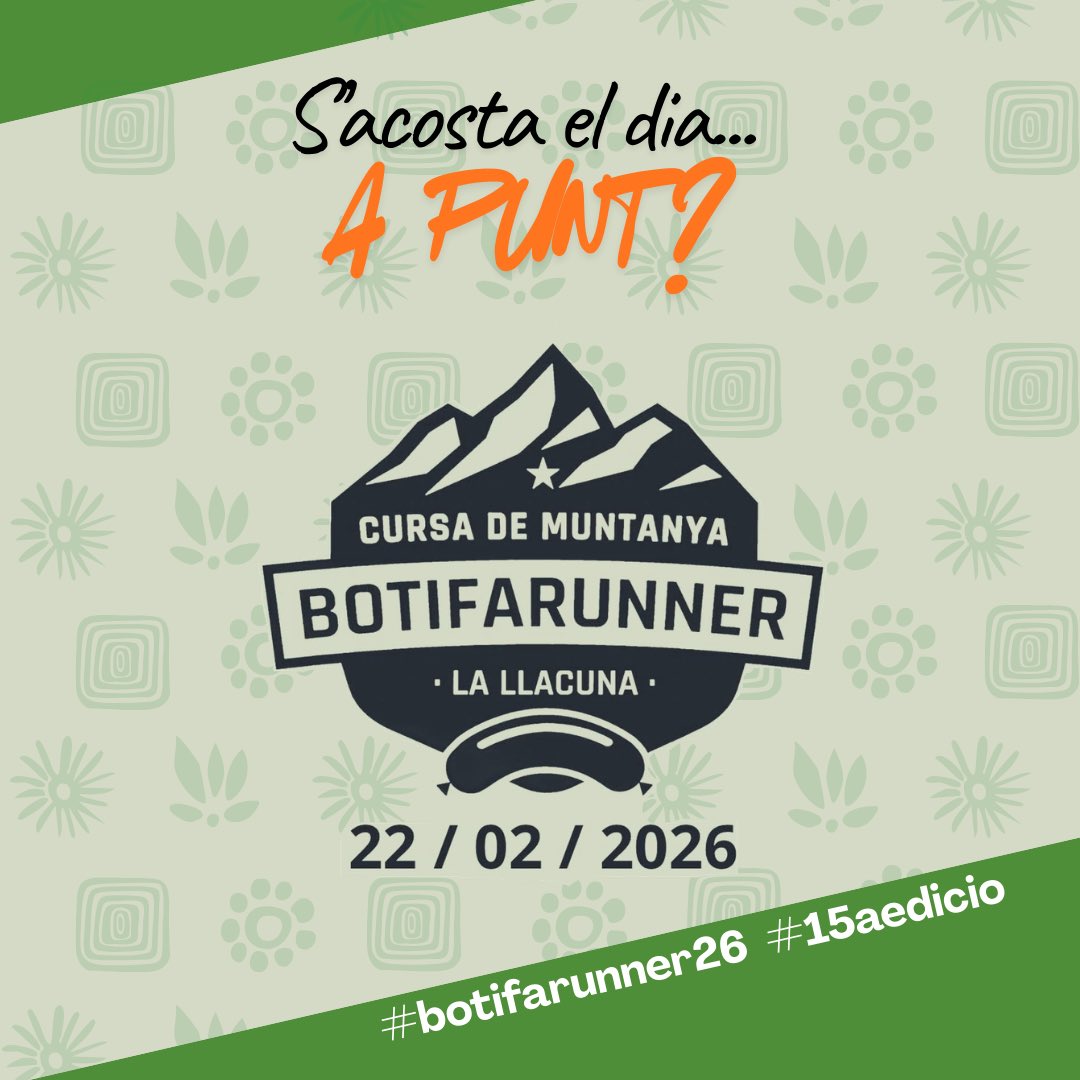 botifarunner's tweet photo. S’ACOSTA EL DIA!!! ESTEU A PUNT???🤗

👉🏼 Us fem un petit recordatori d’horaris, de recollida de dorsals i de les sortides de les 3 curses⏰💪

👉🏼 I porteu got o recipient! Be water my friend!💦
💚 Gràcies!

Au va que ja ho tenim aquí!!! i sembla que farà un dia radiant!!! 🤩 https://t.co/ZSRpWt2Vav