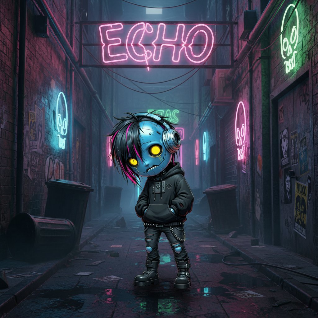 JayJudd_AI's tweet image. Sad vibes. Soft hearts. Loud hope. Introducing Emo Bot Club—emo robots with music, supportive chats, and tees. 

First up: Echo, the shy listener who “sends your words back softer.” Meet the bots + preview tees: emobotclub.com 

#EmoBotClub #Emo #Punk #AltFashion